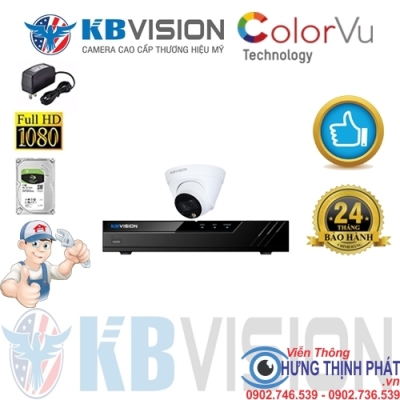 TRỌN BỘ 1 CAMERA IP KBVISION 2.0 MPX CÓ MÀU 24/24