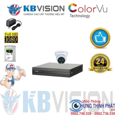 TRỌN BỘ 1 CAMERA QUAN SÁT KBVISION FULL COLOR 2.0 MPX