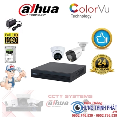 TRỌN BỘ 2 CAMERA QUAN SÁT DAHUA FULL COLOR 2.0 MPX