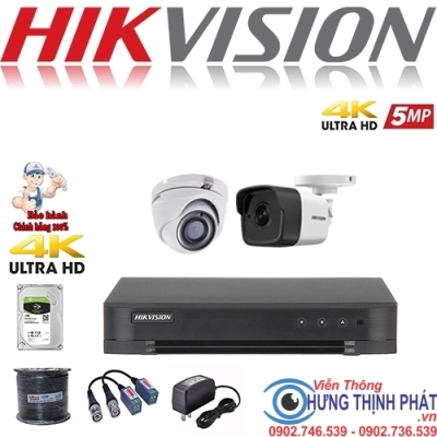 TRỌN BỘ 2 CAMERA QUAN SÁT HIKVISON 5.0 MPX CÓ ÂM THANH