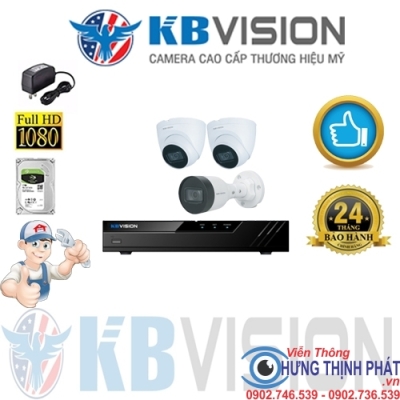 TRỌN BỘ 3 CAMERA IP KBVISION 2.0 MPX