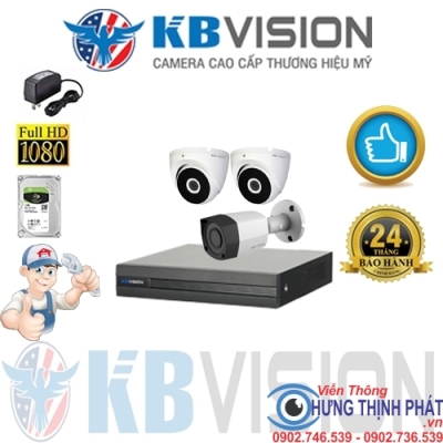 TRỌN BỘ 3 CAMERA QUAN SÁT KBVISON 2.0 MPX 