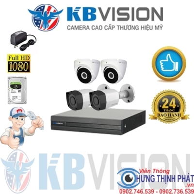 TRỌN BỘ 4 CAMERA QUAN SÁT KBVISON 2.0 MPX