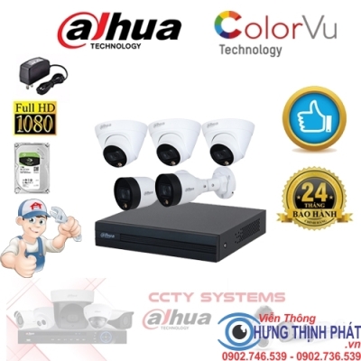 TRỌN BỘ 5 CAMERA IP DAHUA 2.0 MPX CÓ MÀU 24/24