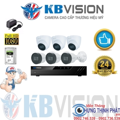 TRỌN BỘ 6 CAMERA IP KBVISION 2.0 MPX