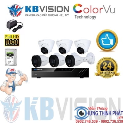 TRỌN BỘ 6 CAMERA IP KBVISION 2.0 MPX CÓ MÀU 24/24