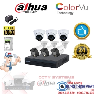 TRỌN BỘ 6 CAMERA QUAN SÁT DAHUA FULL COLOR 2.0 MPX SỐ LẦN XEM: 88