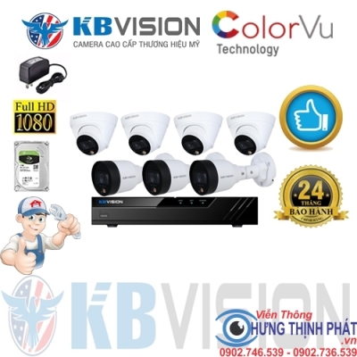 TRỌN BỘ 7 CAMERA IP KBVISON 2.0 MPX CÓ MÀU 24/24