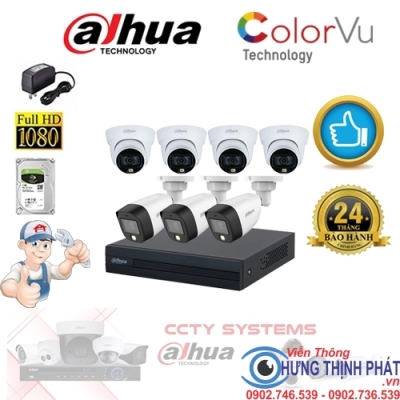 TRỌN BỘ 7 CAMERA QUAN SÁT DAHUA FULL COLOR 2.0 MPX