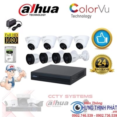 TRỌN BỘ 8 CAMERA IP DAHUA 2.0 MPX CÓ MÀU 24/24