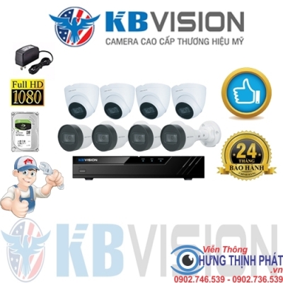 TRỌN BỘ 8 CAMERA IP KBVISION 2.0 MPX