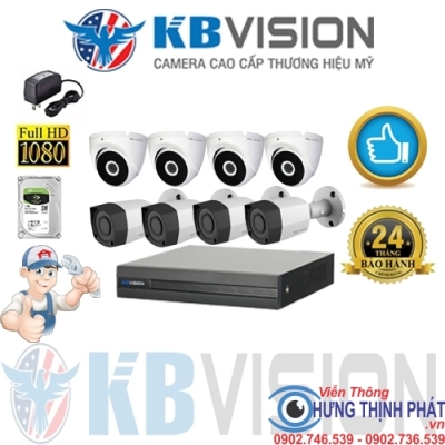 TRỌN BỘ 8 CAMERA QUAN SÁT KBVISON 2.0 MPX 